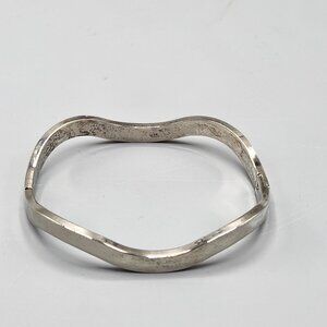 Wavy Hinged Bangle Bracelet 925 Sterling Silver Heavy 24.75g